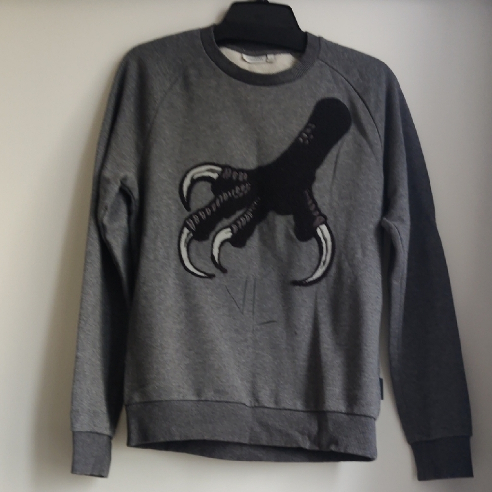 J.Lindeberg Gray Crewneck Sweater with Graphic Design